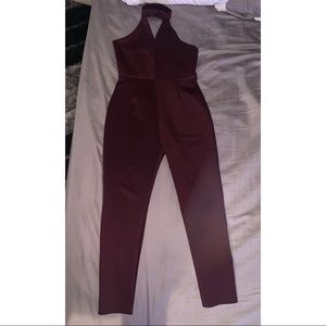 HIGH NECK DEEP PLUNGE JUMPSUIT